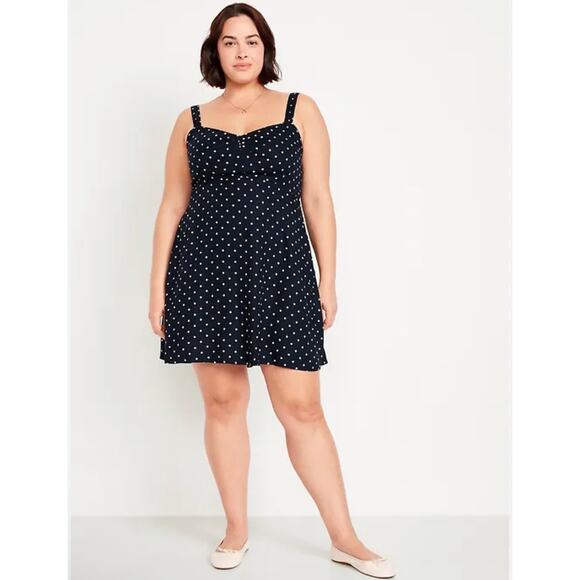 Old Navy Dresses & Skirts - Old Navy Fit & Flare Mini Dress Navy White Polka Dot Women's L Petite Nautical